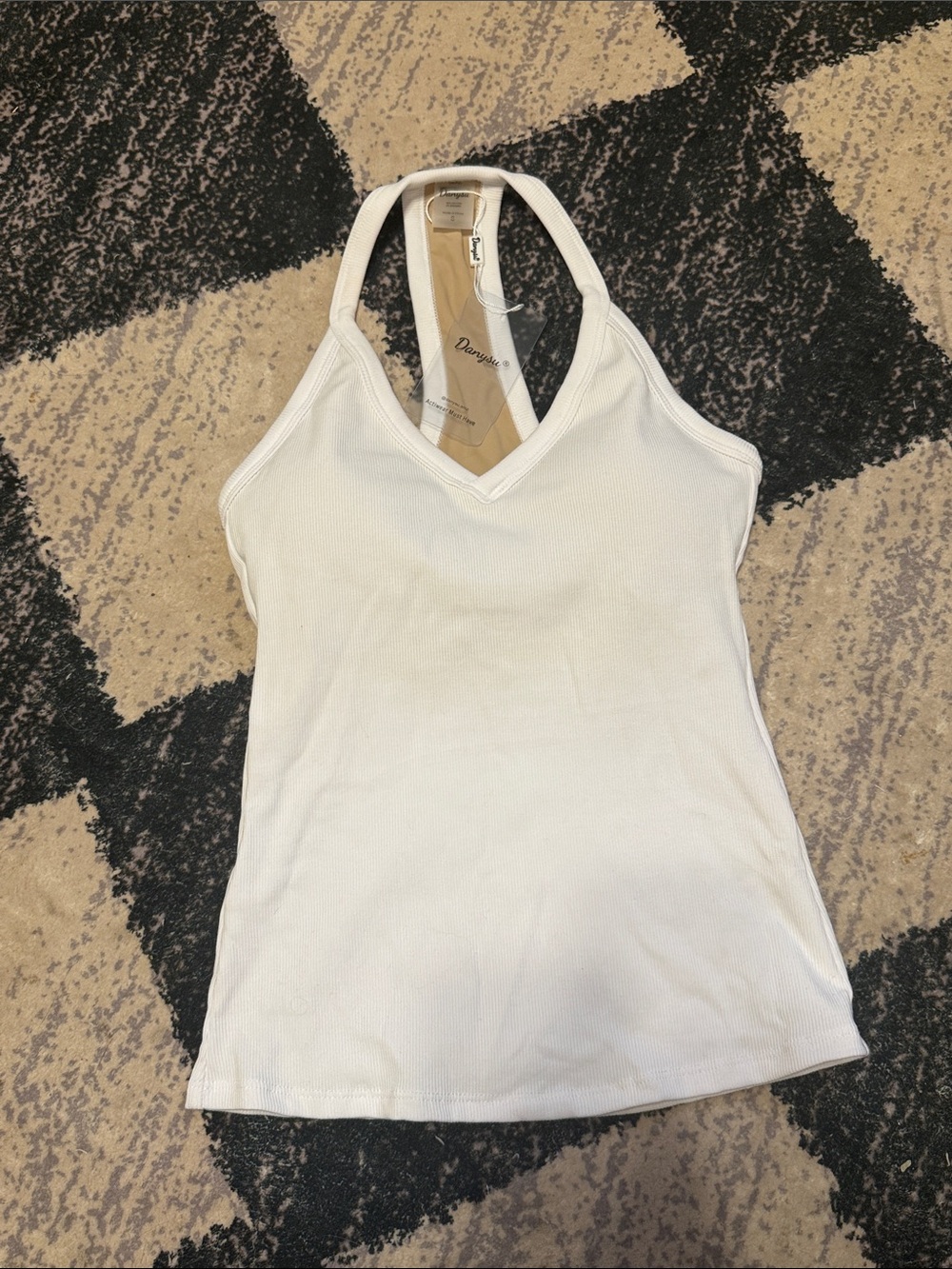White Ribbed V-Neck Halter Tank